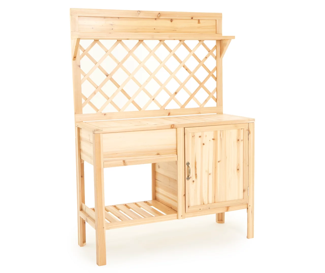 Wood Lattice Back Garden Potting Bench 4 Wood Lattice Back Garden Potting Bench - Image 2