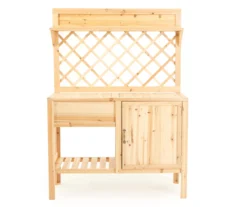 Wood Lattice Back Garden Potting Bench