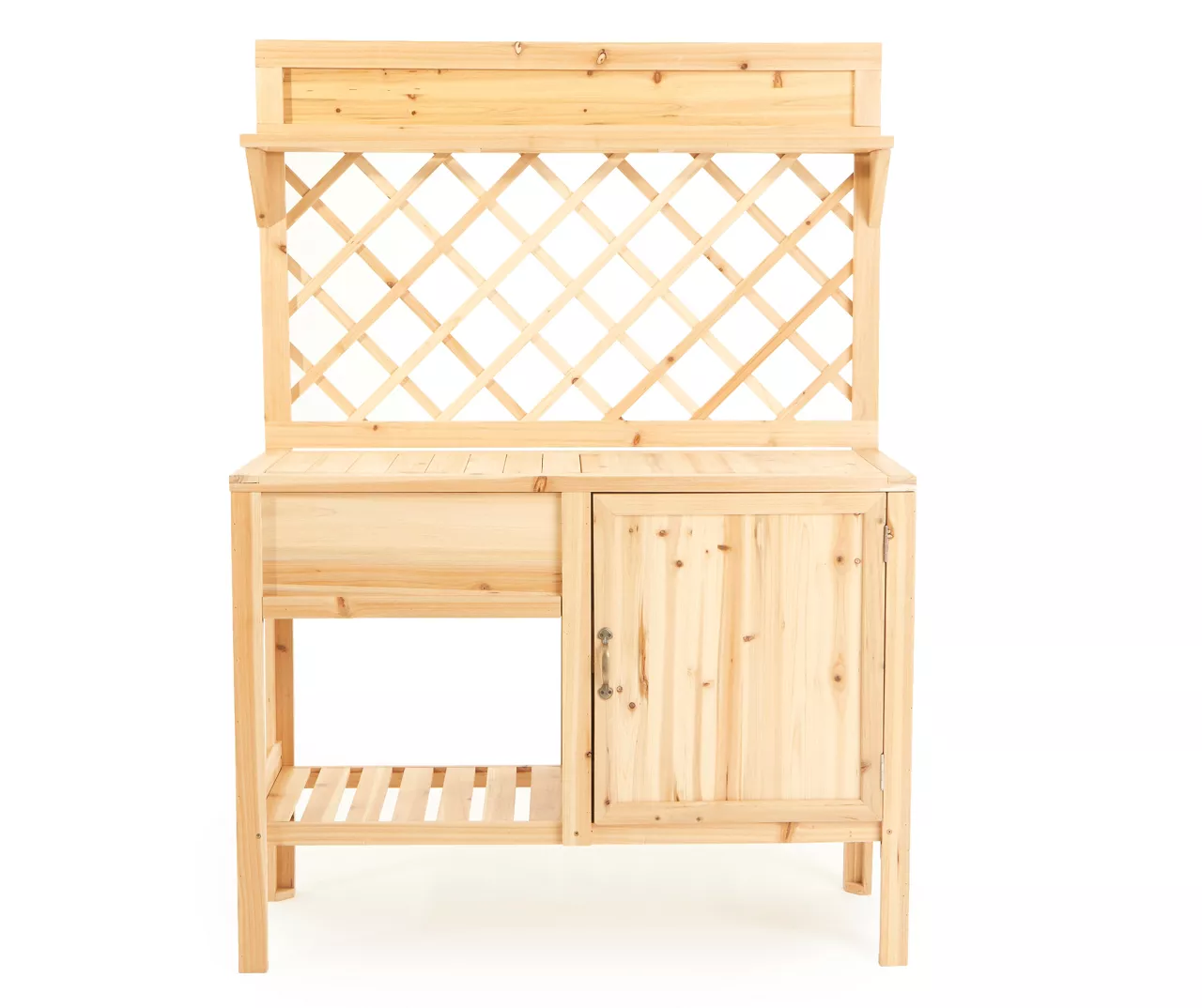 Wood Lattice Back Garden Potting Bench 3 Wood Lattice Back Garden Potting Bench