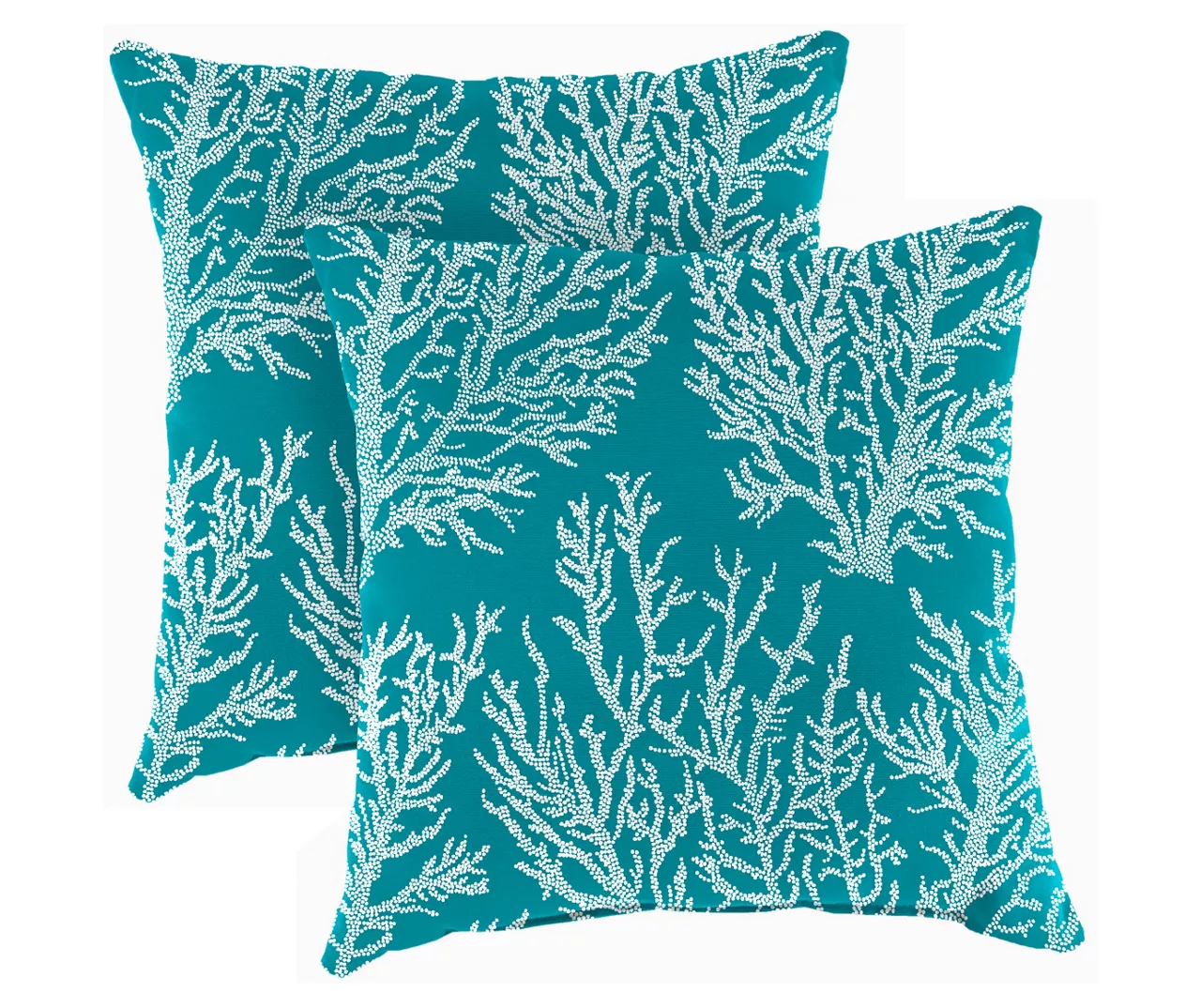 16" Sea Coral Turquoise Outdoor Throw Pillows, 2-Pack 3 16" Sea Coral Turquoise Outdoor Throw Pillows, 2-Pack