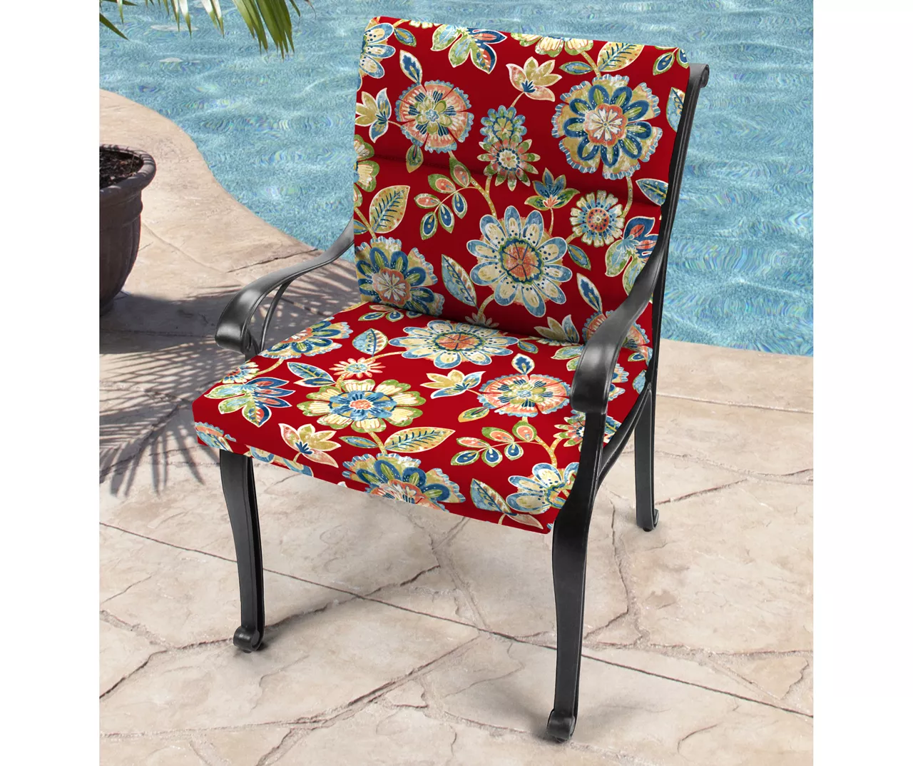 Daelyn Cherry French Edge Outdoor Chair Cushion 4 Daelyn Cherry French Edge Outdoor Chair Cushion - Image 2