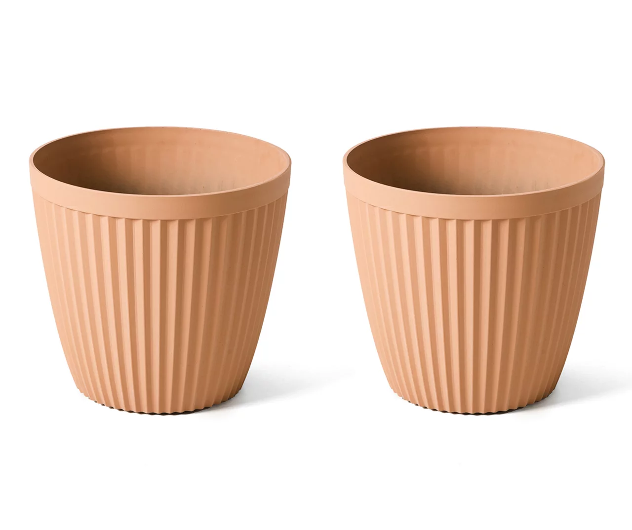 Glitzhome 15.5" Fluted Plastic Planters, 2-Pack 3 Glitzhome 15.5" Fluted Plastic Planters, 2-Pack