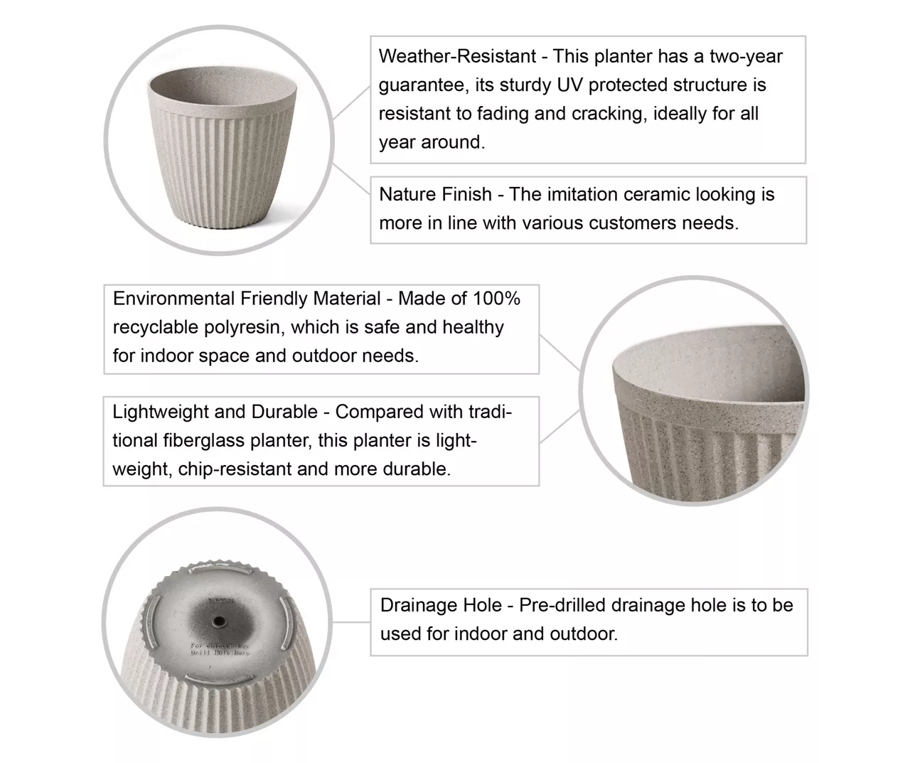 Glitzhome 15.5" Fluted Plastic Planters, 2-Pack 11 Glitzhome 15.5" Fluted Plastic Planters, 2-Pack - Image 9