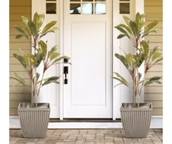 Glitzhome 16.25" Fluted Plastic Planters, 2-Pack -Outdoor Decor Sales 810565987 2