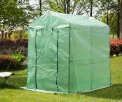 74.75" Green PE & Metal Single Shelf Walk-In Greenhouse -Outdoor Decor Sales 810565996 3