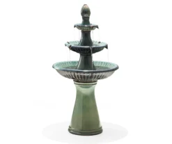 Turquoise LED 3-Tier Ceramic Fountain
