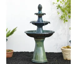 Turquoise LED 3-Tier Ceramic Fountain -Outdoor Decor Sales 810566006 4