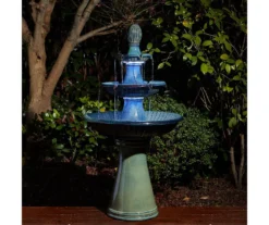 Turquoise LED 3-Tier Ceramic Fountain -Outdoor Decor Sales 810566006 5