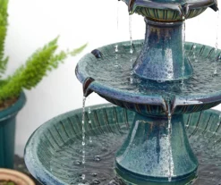 Turquoise LED 3-Tier Ceramic Fountain -Outdoor Decor Sales 810566006 6