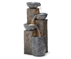 Leaf Bowl LED 4-Tier Resin Fountain