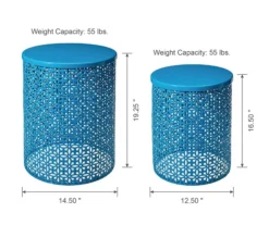 Blue Cutout Pattern 2-Piece Metal Garden Table Set -Outdoor Decor Sales 810566020 3