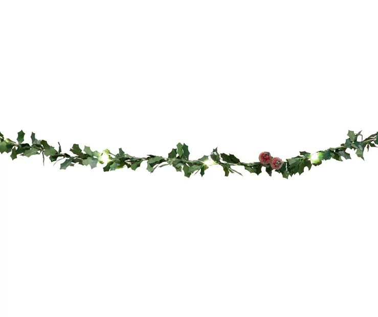 10.6' Frosted Berry & Holly Garland Light Set, 30-Lights 3 10.6' Frosted Berry & Holly Garland Light Set, 30-Lights