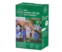 Cool White & Blue 8-Function Snowflake LED Solar Light Set, 30-Lights -Outdoor Decor Sales 810567494 3