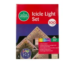 Multi-Color C9 & Mini Icicle Light Set With Green Wire, 100-Lights -Outdoor Decor Sales 810567835 3