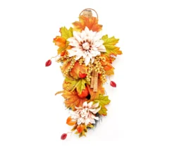 24" Dahlia, Apple & Leaf Teardrop Wreath