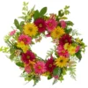 23" Pink & Yellow Mums & Daisy Wreath -Outdoor Decor Sales 810574649