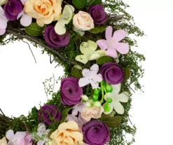14" Purple & Green Floral & Berry Wreath -Outdoor Decor Sales 810574675 2