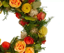 12" Peach Floral & Moss Wreath -Outdoor Decor Sales 810574681 3