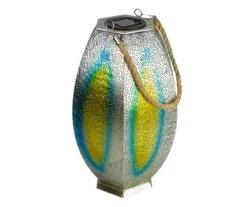 Northlight Silver Floral Cutout LED Hanging Solar Lantern -Outdoor Decor Sales 810576008 2