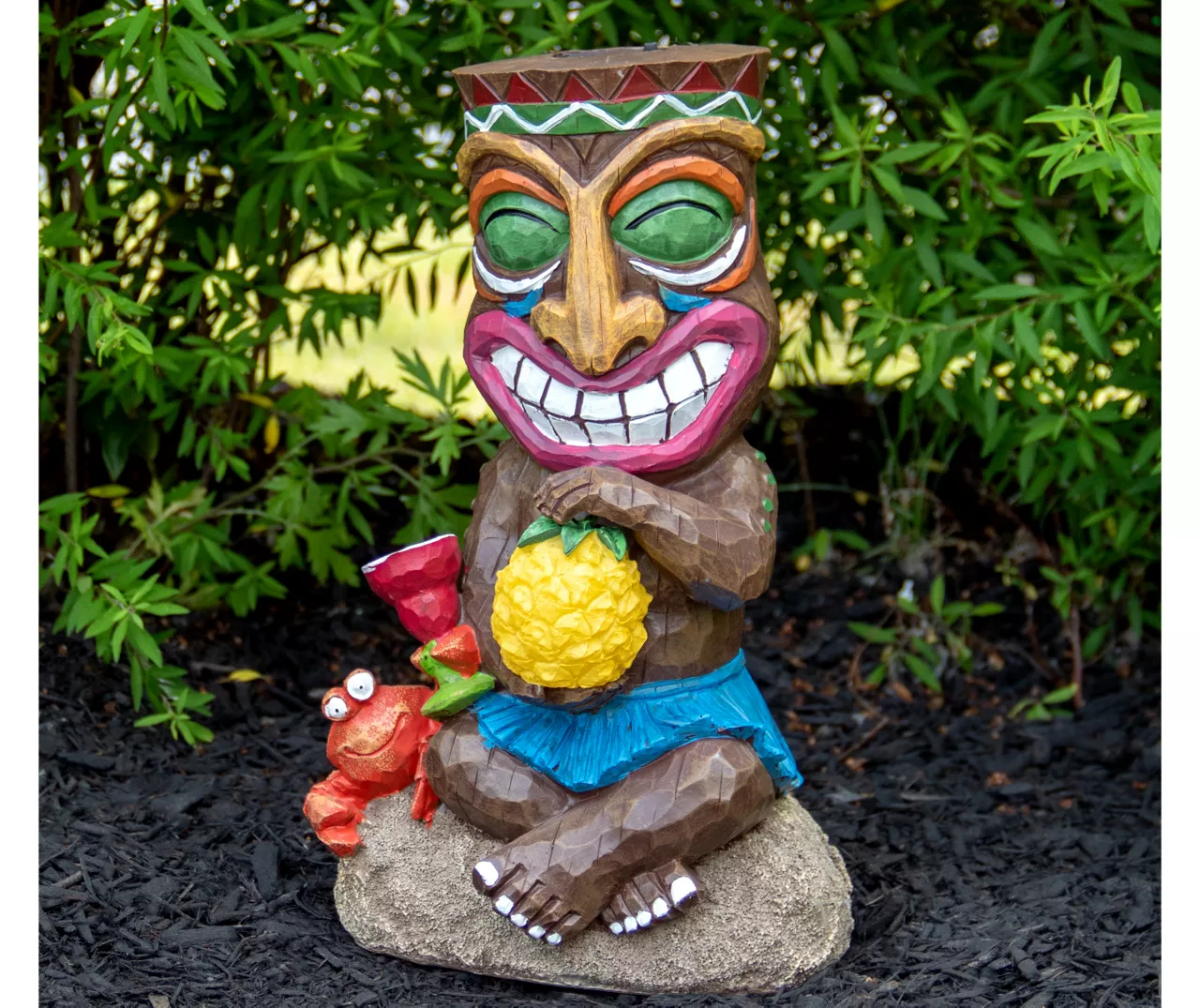 13.75" Tiki & Crab Solar Garden Statuary 4 13.75" Tiki & Crab Solar Garden Statuary - Image 2