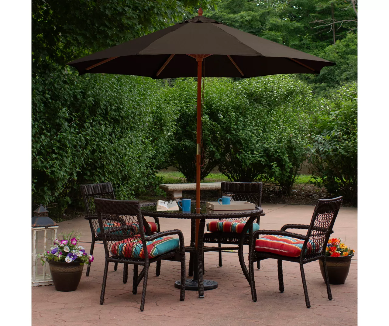 Northlight 9' Brown Market Wood Patio Umbrella 4 Northlight 9' Brown Market Wood Patio Umbrella - Image 2