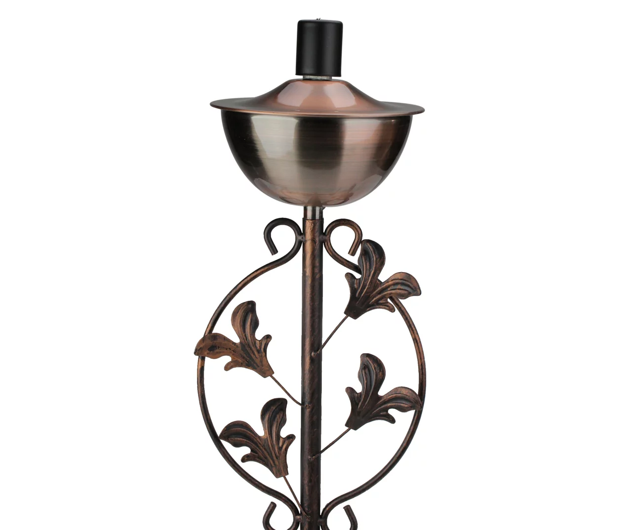 64.5" Brushed Copper Floral Motif Oil Patio Torch 4 64.5" Brushed Copper Floral Motif Oil Patio Torch - Image 2