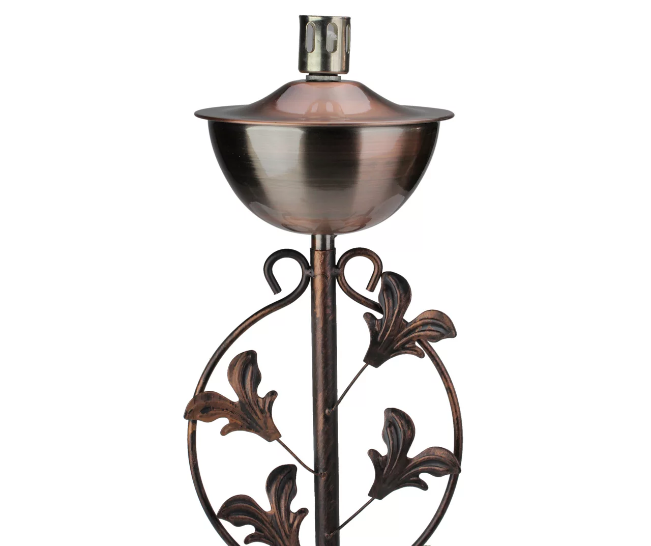64.5" Brushed Copper Floral Motif Oil Patio Torch 6 64.5" Brushed Copper Floral Motif Oil Patio Torch - Image 4