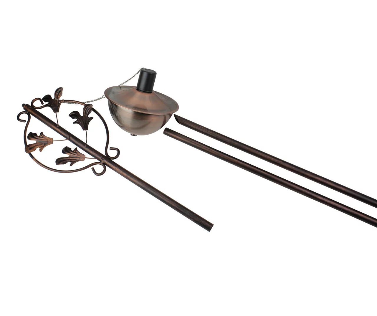 64.5" Brushed Copper Floral Motif Oil Patio Torch 7 64.5" Brushed Copper Floral Motif Oil Patio Torch - Image 5