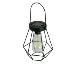 Northlight Black Geometric Hanging Solar Lantern -Outdoor Decor Sales 810576103 2