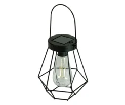 Northlight Black Geometric Hanging Solar Lantern