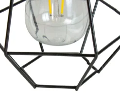 Northlight Black Geometric Hanging Solar Lantern -Outdoor Decor Sales 810576103 5