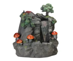 Northlight Home & Mushroom Near Waterfall Solar Polystone Fountain