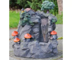 Northlight Home & Mushroom Near Waterfall Solar Polystone Fountain -Outdoor Decor Sales 810576146 3