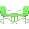 Green 3-Piece Metal Patio Chair & Side Table Set