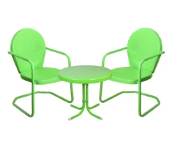 Green 3-Piece Metal Patio Chair & Side Table Set