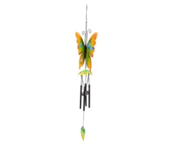 15.75" Orange Butterfly Metal Windchime -Outdoor Decor Sales 810576159 3