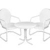 White 3-Piece Metal Patio Chair & Side Table Set 1 White 3-Piece Metal Patio Chair & Side Table Set -Outdoor Decor Sales 810576175