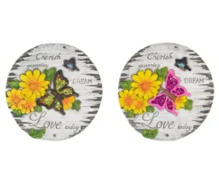 "Love Today" Floral & Butterfly Stepping Garden Stones, 2-Pack