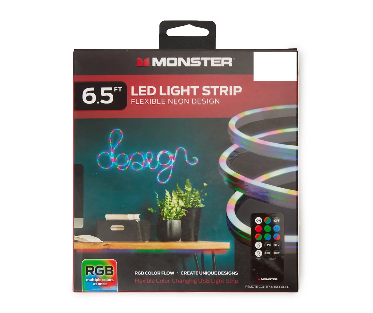 Monster Neon Flex LED Strip Light With Remote, (6.5') 3 Monster Neon Flex LED Strip Light With Remote, (6.5')