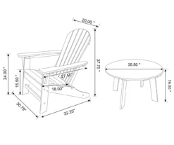 Glitzhome 5-Piece Adirondack Outdoor Chair & Coffee Table Set -Outdoor Decor Sales 810582012 7