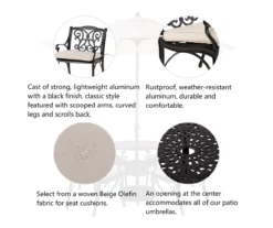 Glitzhome 5-Piece Cast Aluminum Cushioned Patio Dining Set -Outdoor Decor Sales 810582320 6