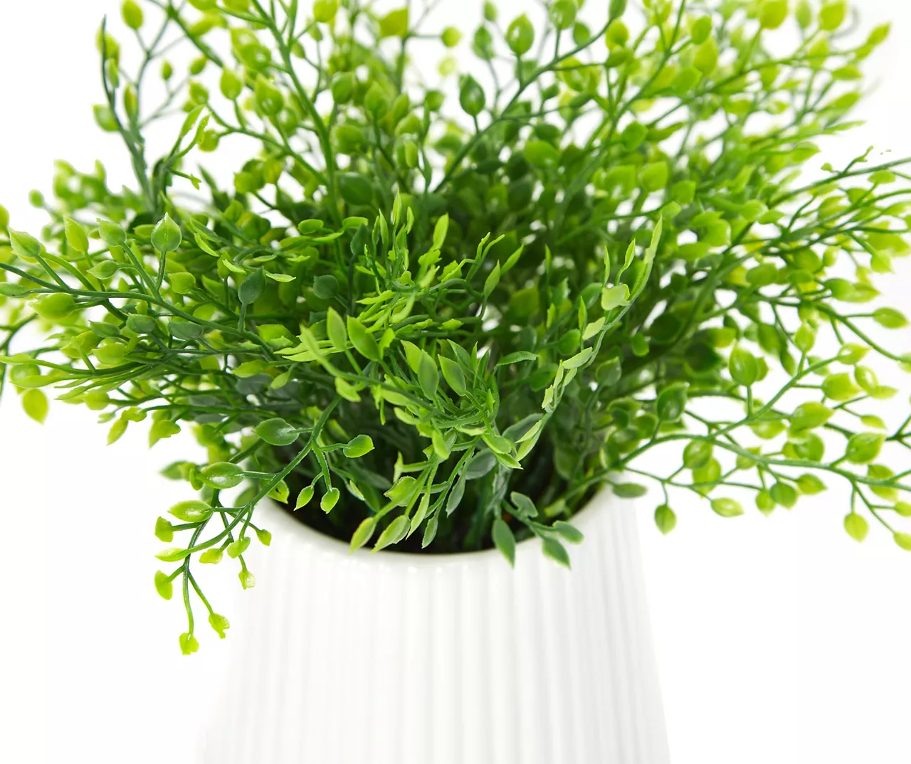 Artificial Greenery In White Ribbed Ceramic Pot 4 Artificial Greenery In White Ribbed Ceramic Pot - Image 2