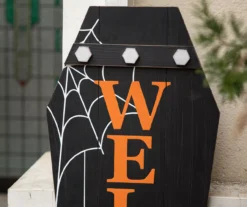 "Welcome" Spider & Web Coffin Leaner Decor -Outdoor Decor Sales 810587768 4
