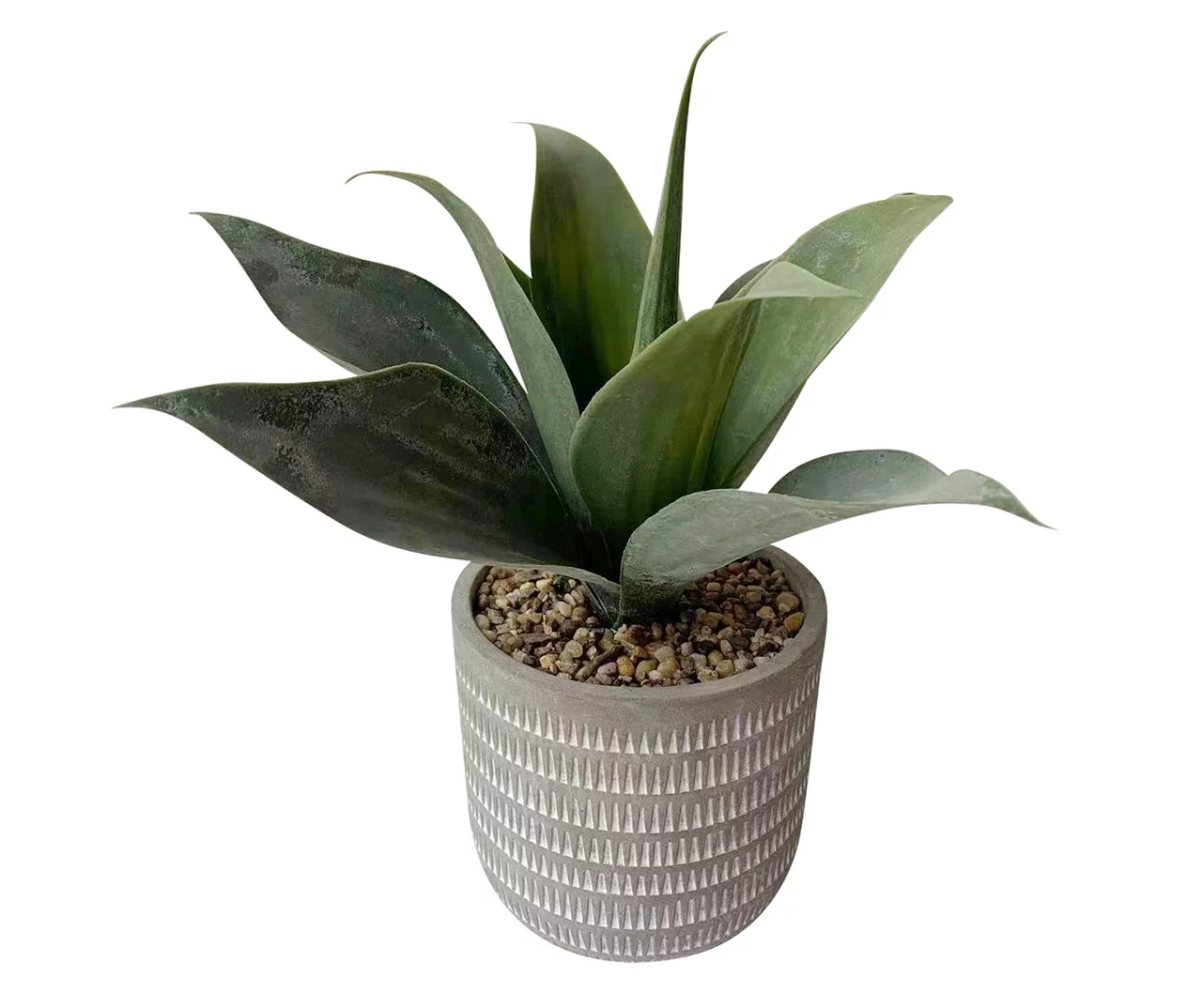 Artificial Succulent In Gray Triangle Carved Cement Pot 3 Artificial Succulent In Gray Triangle Carved Cement Pot