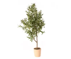 48" Artificial Olive Tree In Terra-Cotta Cement Pot