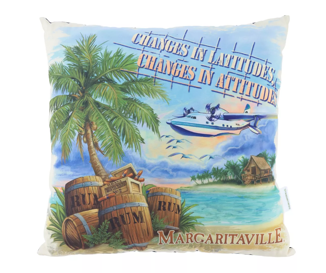 "Changes In Attitudes" Blue Tropical Scene Outdoor Throw Pillow 3 "Changes In Attitudes" Blue Tropical Scene Outdoor Throw Pillow