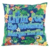 "Livin' For The Weekend" Blue Tropical Foliage Outdoor Throw Pillow -Outdoor Decor Sales 810592567 A0
