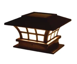 Brown Finish LED Solar Post Cap Light Set, 2-Pack -Outdoor Decor Sales 810594406 A0 2