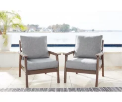 Emmeline Wood Look Cushioned Patio Lounge Chairs, 2-Pack -Outdoor Decor Sales 810599348 5
