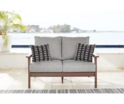 Emmeline Wood Look Cushioned Patio Loveseat -Outdoor Decor Sales 810599349 2